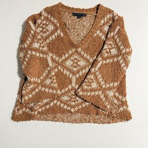 HYFVE size M Brown and Cream V-Neck Sweater